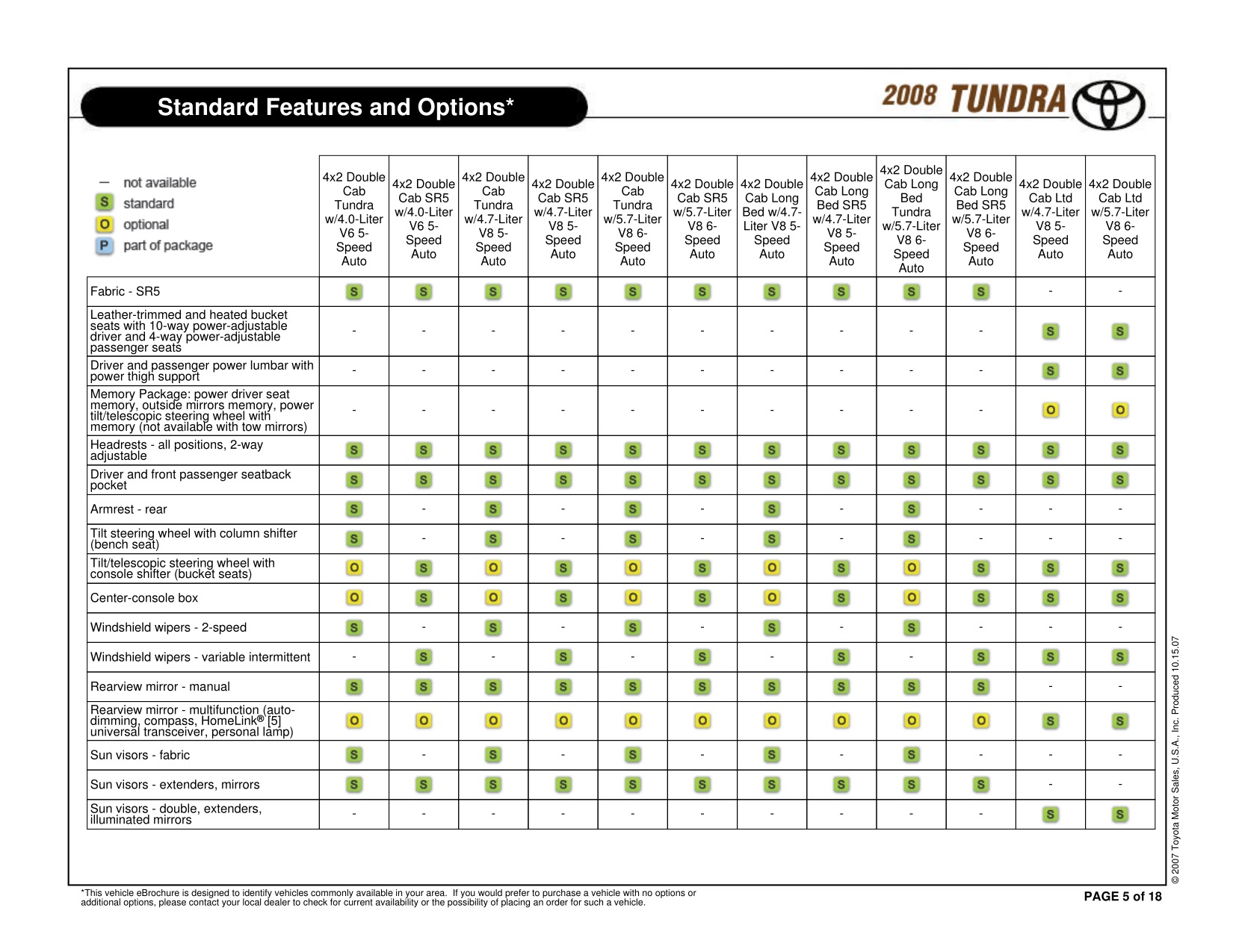 2008 Toyota Tundra RC 4x2 Brochure Page 13